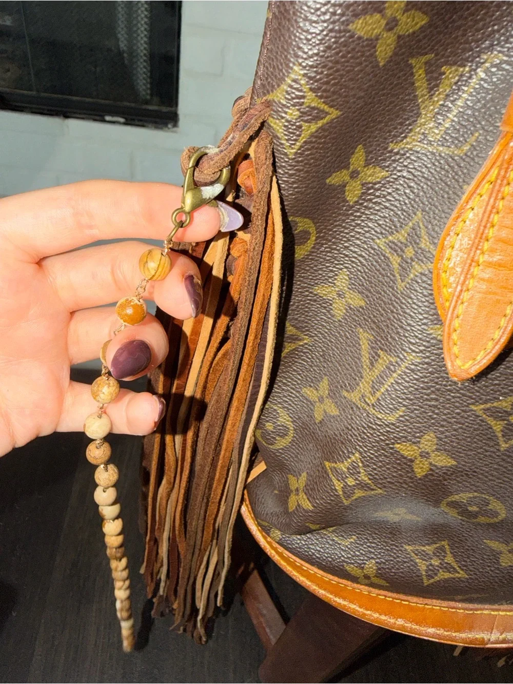 Louis Vuitton Monogram Canvas Fringe Shoulder Bag in Brown and Tan - Picture 7 of 14